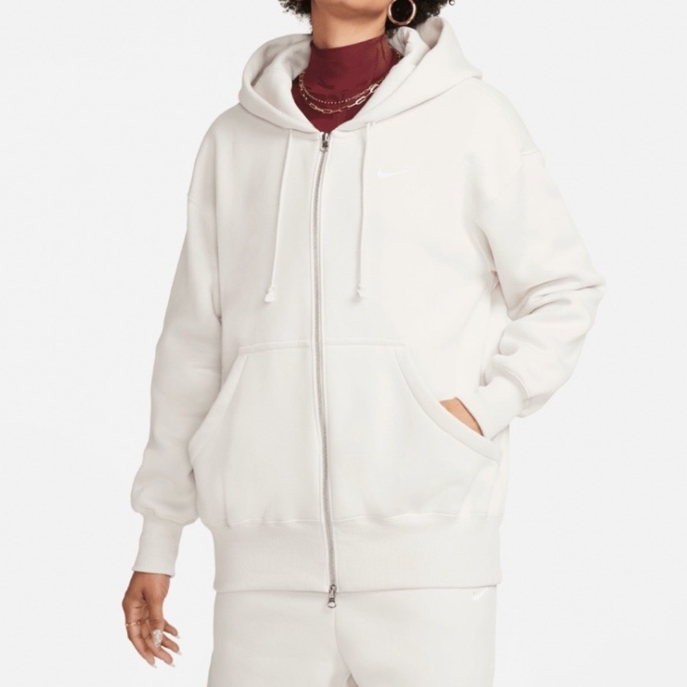 Nike Phoenix Oversized Fleece Full Zip Hoodie Light Orewood Brown XXL DQ5758-104